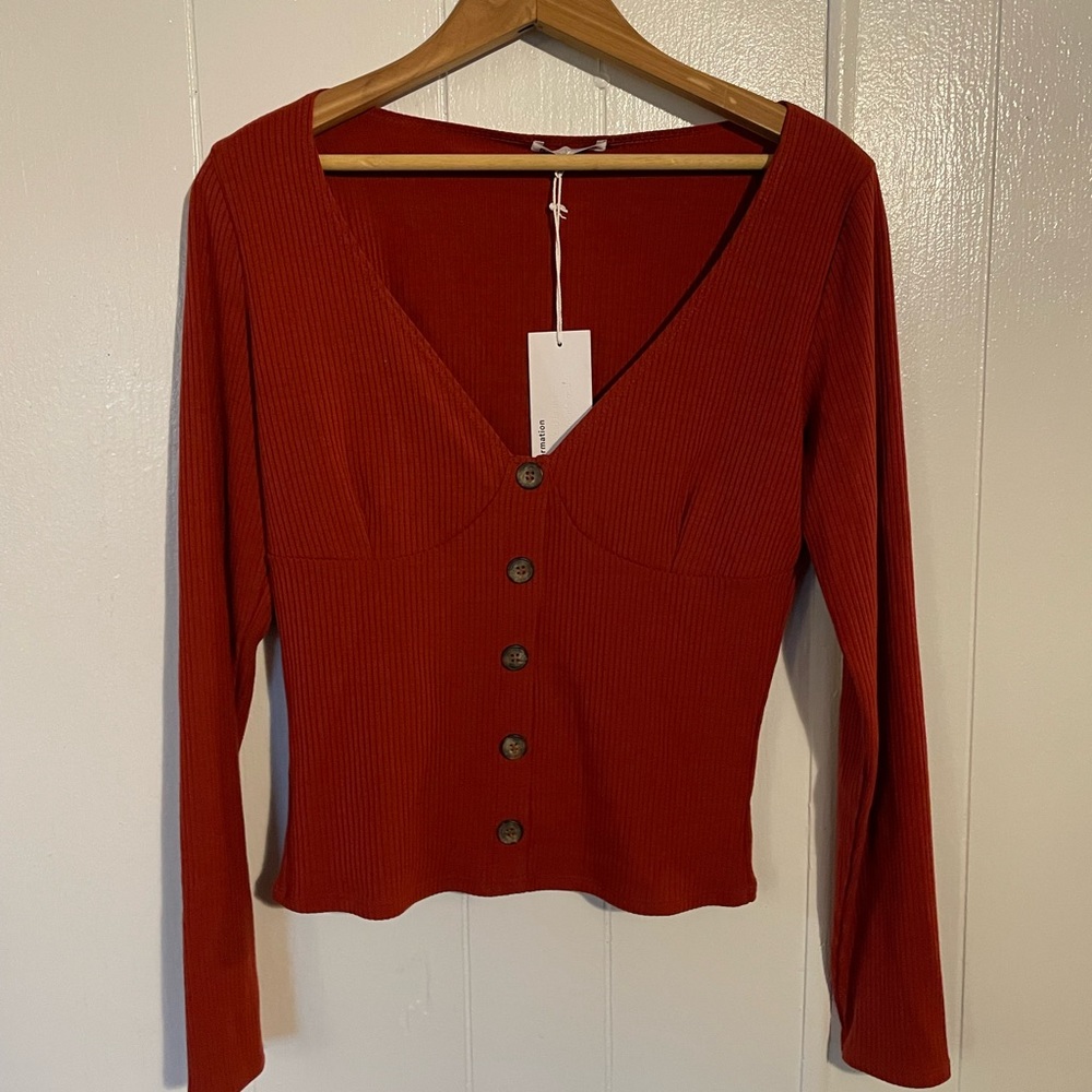 Reformation Vitalia Top Size Large Rust Color Ribbed cropped